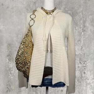 cream basic winter knit cardigan with round buttons